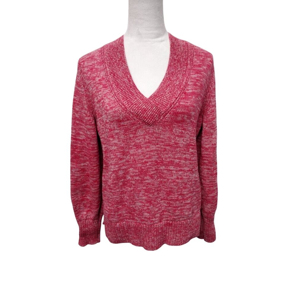 Gap Womens Sweater M Rosetta Knit Ribbed Hem Cuffs V Neck Long Sleeve Pullover